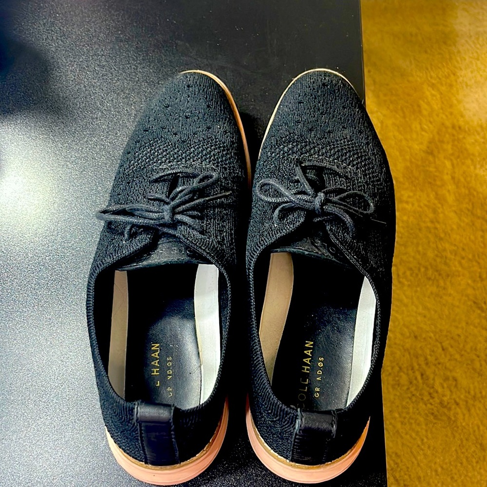 Women’s Cole Haan shoes. Super comfortable and goes with anything.